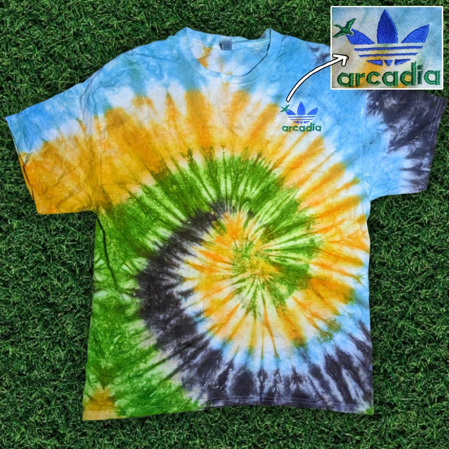 Goose Arcadia + Adidas Hand Dyed Tee, Back View.